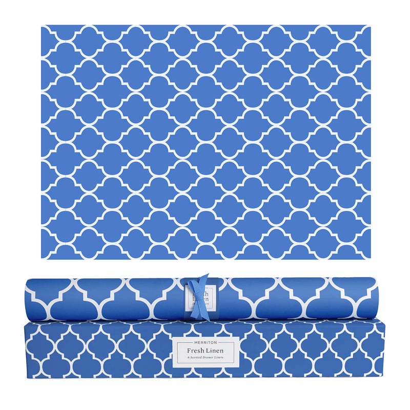 MERRITON Scented Drawer Liners for Dresser â€“ 6 Large Non Adhesive Dresser Drawer Liner Sheets, 19.5 x 14 in, Drawer Liners for Kitchen Cabinets & Closet Shelves, Cabinet Liner & Shelf Paper (Fresh Linen) - Image 1